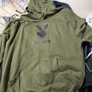 Men’s Olive Green Playboy Hoodie Size Large